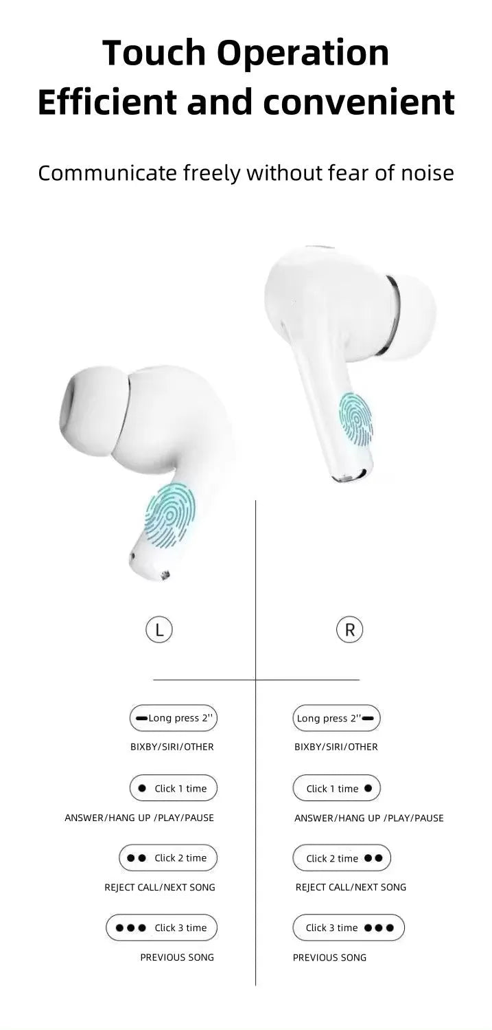 A9 Pro Black & White Airpods Anc With App | Screen Airpods | Extended Battery Life