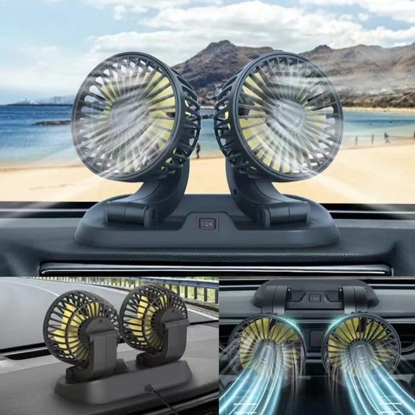 Car Dashboard Cooling Fan | Dual Head Fan 360 Degree Rotation