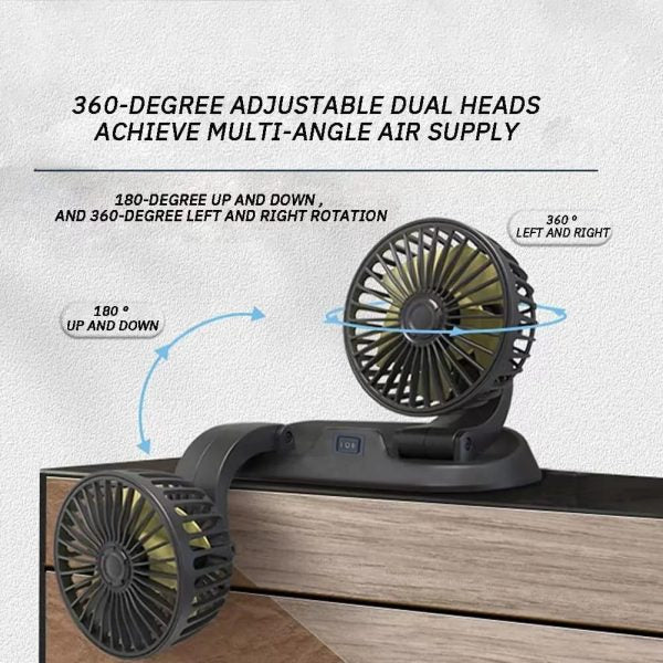 Car Dashboard Cooling Fan | Dual Head Fan 360 Degree Rotation