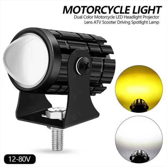 New Mini Driving Fog Light For Motorcycle - Cars - (1pcs) Dual Function White-yellow Lens