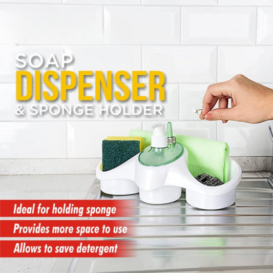 Soap Dispenser And Sponge Holder | Liquid Kitchen And Wash Room Dispenser | 3 in 1