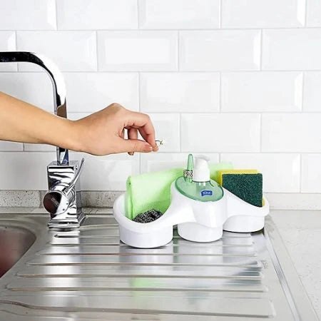 Soap Dispenser And Sponge Holder | Liquid Kitchen And Wash Room Dispenser | 3 in 1