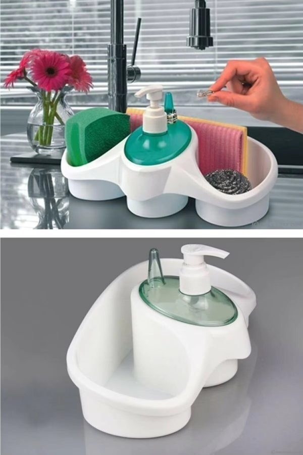 Soap Dispenser And Sponge Holder | Liquid Kitchen And Wash Room Dispenser | 3 in 1