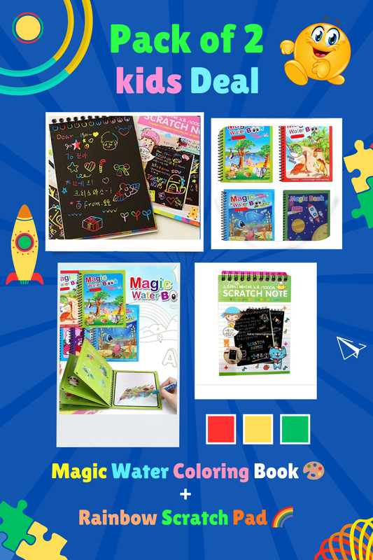 Pack of 2 - Magic Water Coloring Book and Rainbow Scratch Note Pad