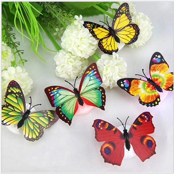 Pack of 4 - Glow In The Dark 3d Led Butterfly Night Light