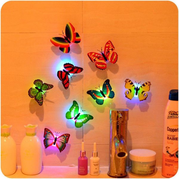 Pack of 4 - Glow In The Dark 3d Led Butterfly Night Light