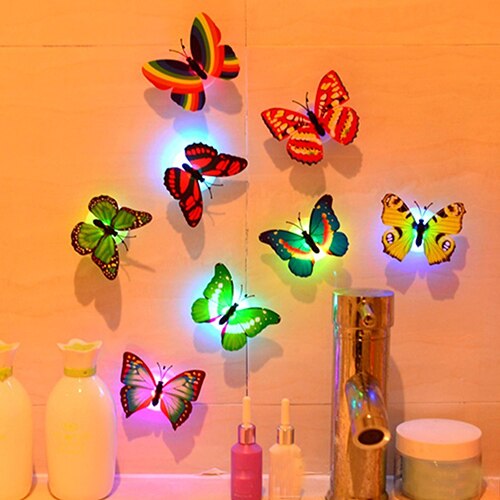 Pack of 4 - Glow In The Dark 3d Led Butterfly Night Light