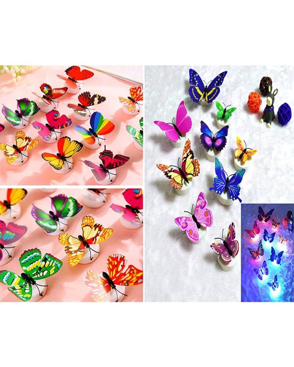 Pack of 4 - Glow In The Dark 3d Led Butterfly Night Light