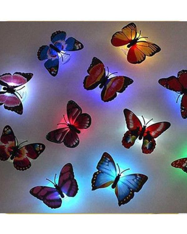 Pack of 4 - Glow In The Dark 3d Led Butterfly Night Light