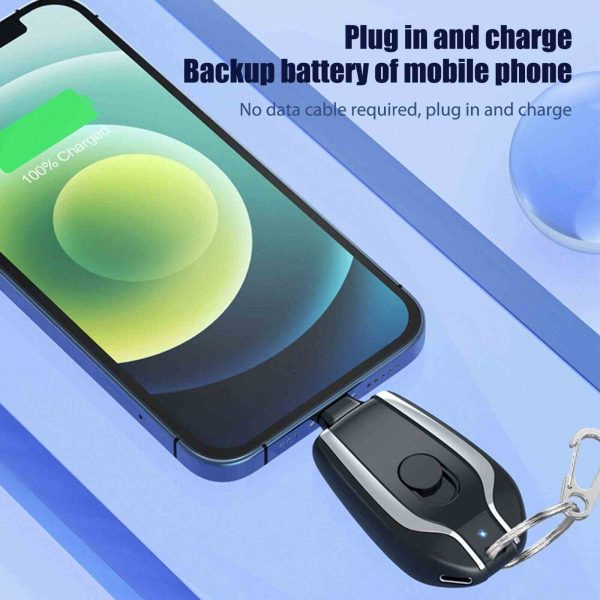 Keychain Power Bank | Keychain Portable Charger | 1500 Mah (black)