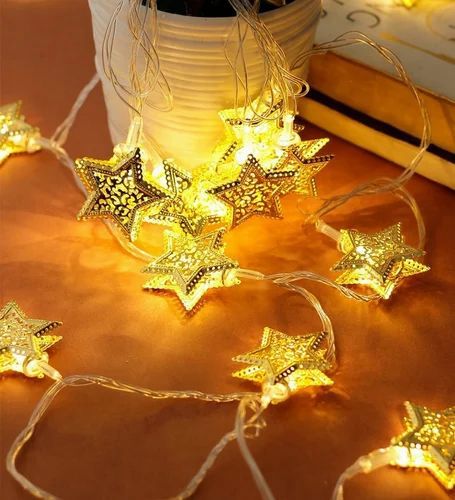 Mega Power 3 Meter 10 Led Warm White Metal Star String Lights