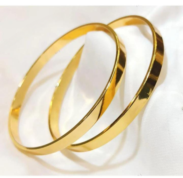 Pair Of Bangles | Kara Plain Golden Color | Pack of 2