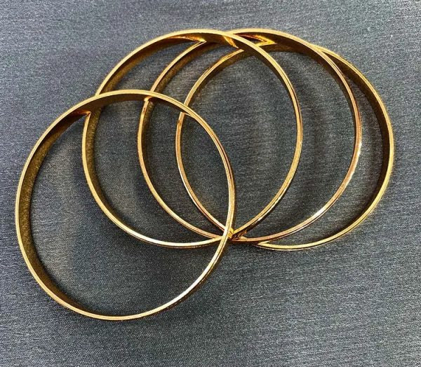 Pair Of Bangles | Kara Plain Golden Color | Pack of 2