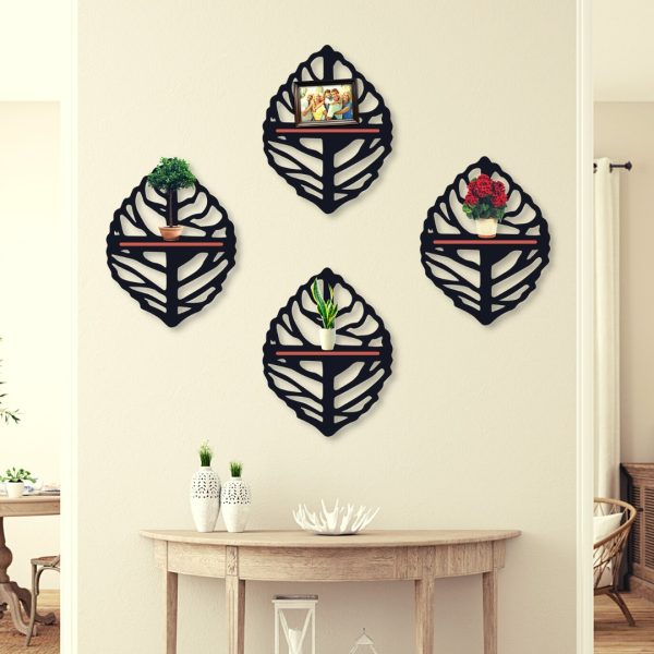 Round Leaf Shelves Art Home Decorations (pack Of 4)