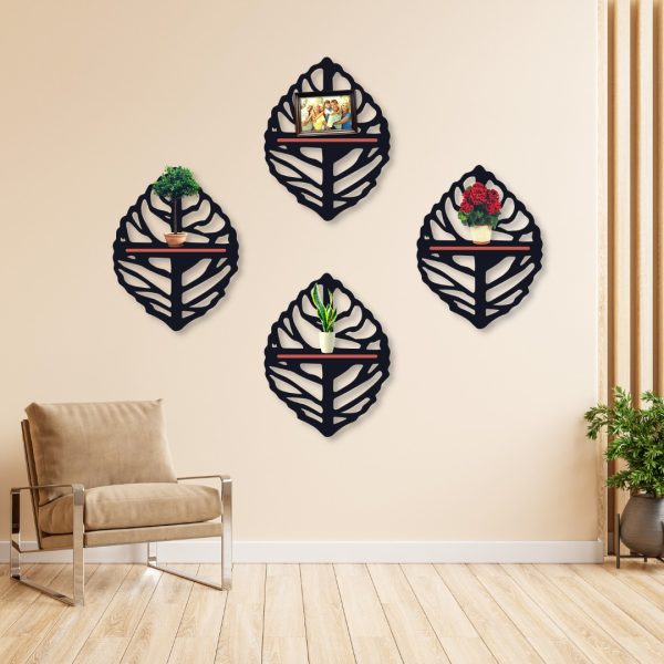 Round Leaf Shelves Art Home Decorations (pack Of 4)