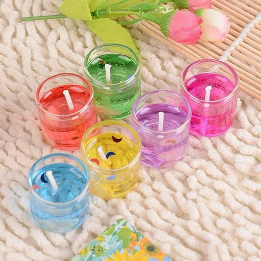 Set Of 12 Pcs – Smokeless Romantic Glass Candle | Mini Glass Jelly Gel Candles