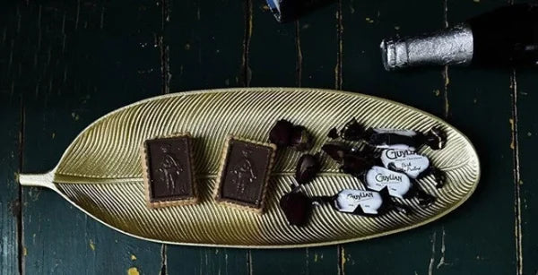 Wooden Gold Leaf Shape Snack Fruit Tray